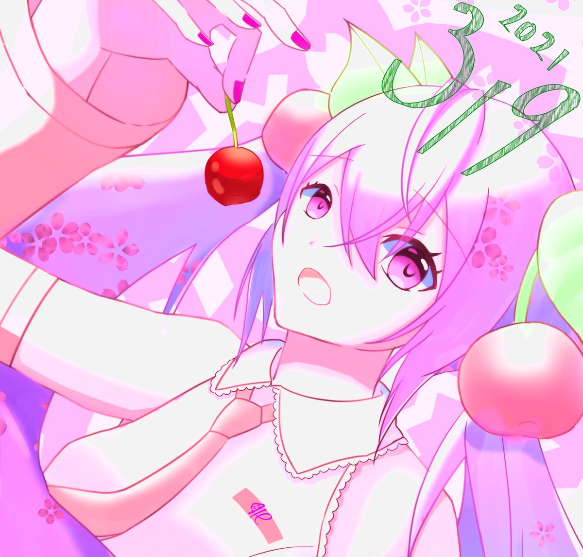 初音ミク ,桜ミク 「大好きな桜ミクちゃん#初音ミク #ミクの日 #ミクの日2021 」|410(しどう)🌟おでライ札幌(9/17)B15,16のイラスト