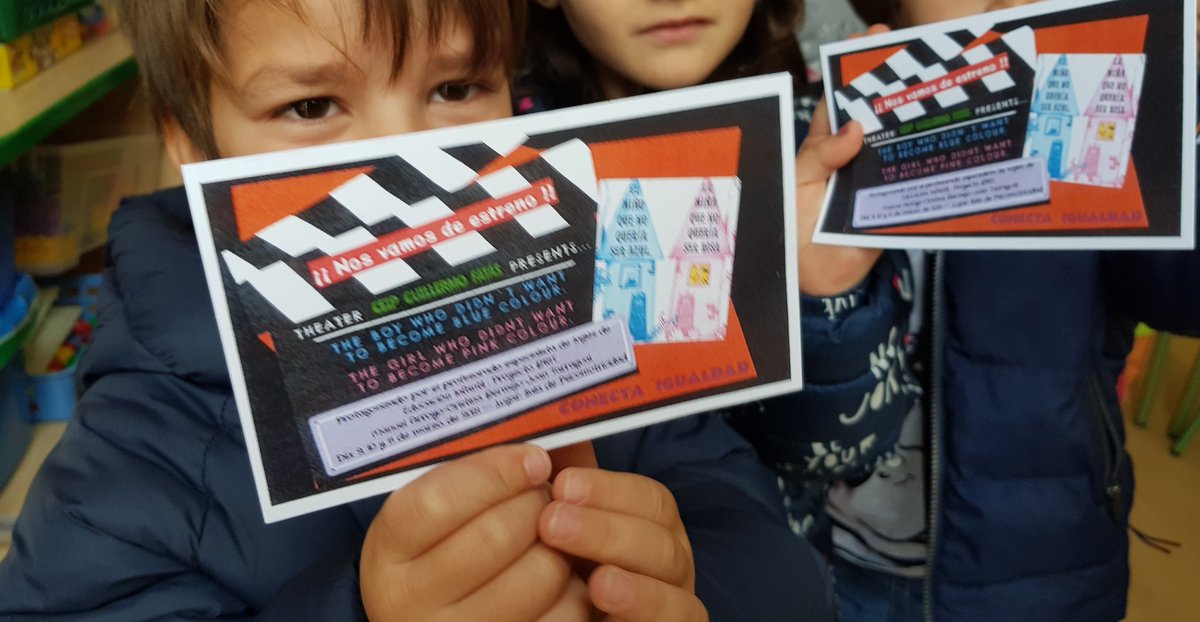 !!Nos vamos de estreno!! 🎬🎬 Celebramos la Semana de la Igualdad 💜💜 en el CEIP Guillermo Fatás <a href="/CeipFatas/">CEIP Guillermo Fatás</a>.El Equipo Docente de Inglés, Proyecto Brit, ha preparado para el alumnado la gran obra teatral en inglés"El niño que no quería ser azul. La niña que no quería ser rosa"👏