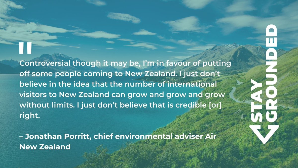 StayGroundedNet's tweet photo. Air New Zealand's chief environmental advisor Jonathan Porritt says there is "no going back" to tourism as it was pre-Covid and that flying is a privilege not a right.

Read more: https://t.co/iN6buEXsyD https://t.co/E9FVCPc5i1