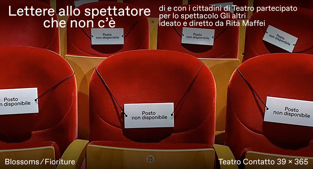 💥 Scopriamo insieme le nostre
✉️ Lettere allo spettatore che non c’è ✉️
di e con i cittadini del percorso di Teatro partecipato per lo spettacolo 'Gli altri' ideato e diretto da Rita Maffei
🕕 Prossimo appuntamento martedì 16 marzo su sito e social CSS ➡️ bit.ly/3r8zt57