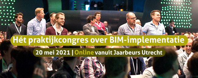 De BIM praktijkdag 2021 komt er aan. 
Op donderdag 20 mei 2021 organiseren Cobouw en Jaarbeurs de 7e editie van het praktijkcongres over BIM-implementaties. Volledig online vanuit Jaarbeurs Utrecht.
Houd onze website en onze socials in de gaten. 
Binnenkort volgt meer informatie.