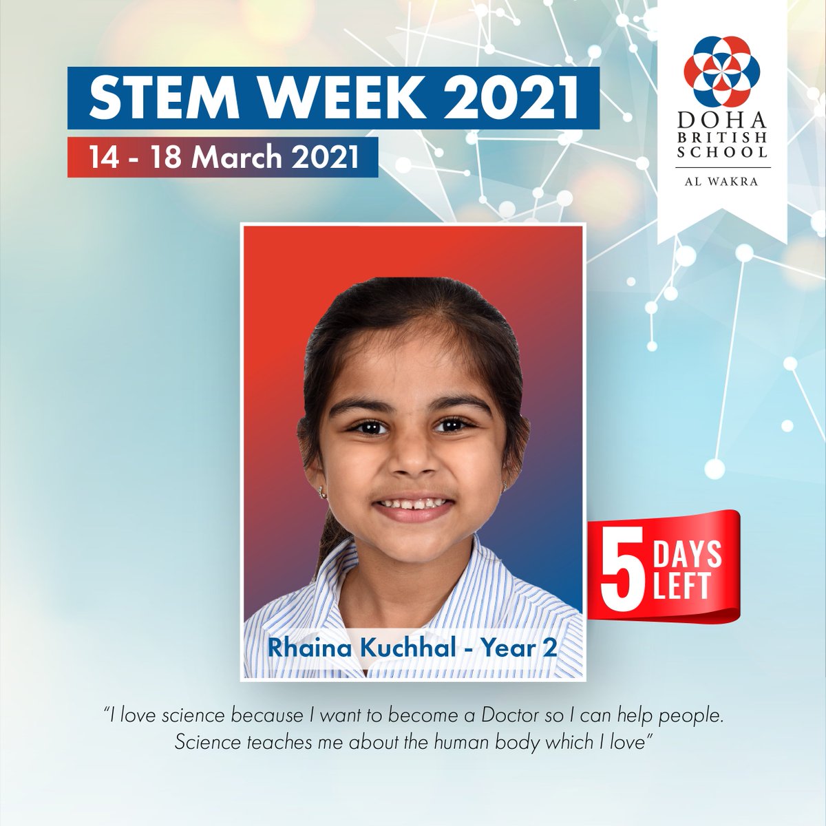 DBSWakra's tweet image. On the week beginning 14th of March, #DBSWakra will be celebrating all things science, technology, engineering, and mathematics. Everyday, we will feature students and staff from our community who have keen interests on these subjects.