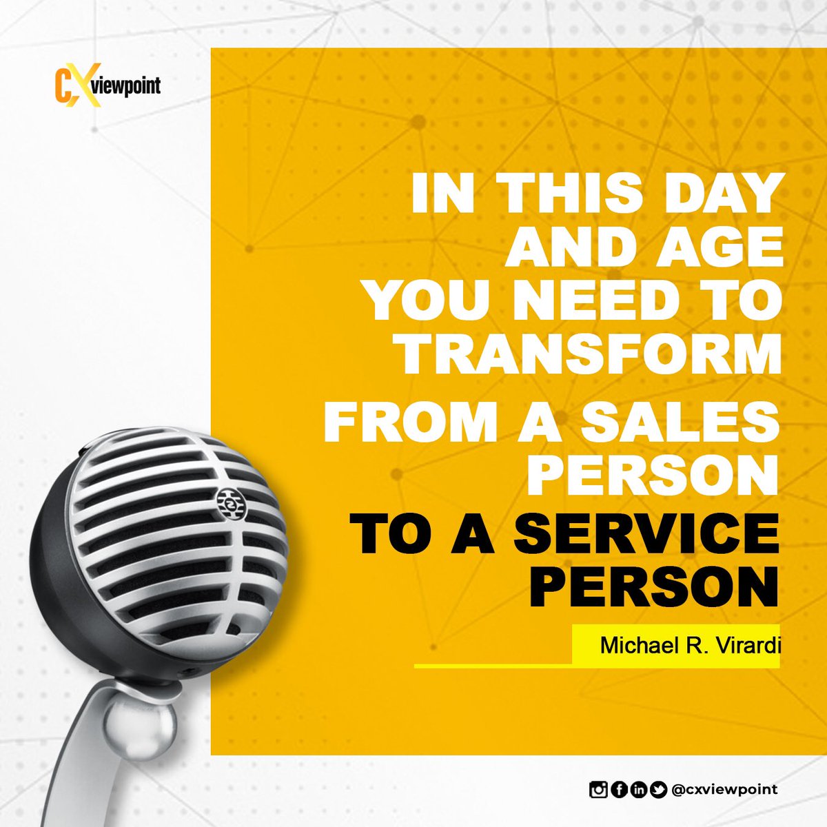CXViewPoint's tweet photo. It’s the Transformation from being a Sales Person to a Service Person that encourages Customers to have your Business in Mind.
#service #customercare #customerserviceskills #customerreview #cxviewpoint #quotes https://t.co/Lpf4eKXPd9
