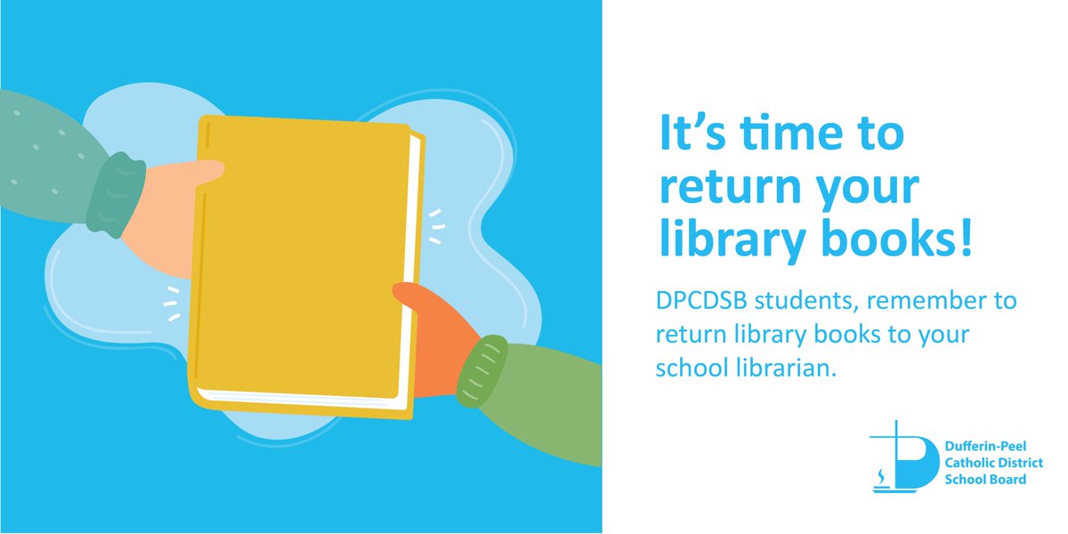 DPCDSBSchools's tweet image. #DPCDSB students, remember to return your library books to your school librarian!