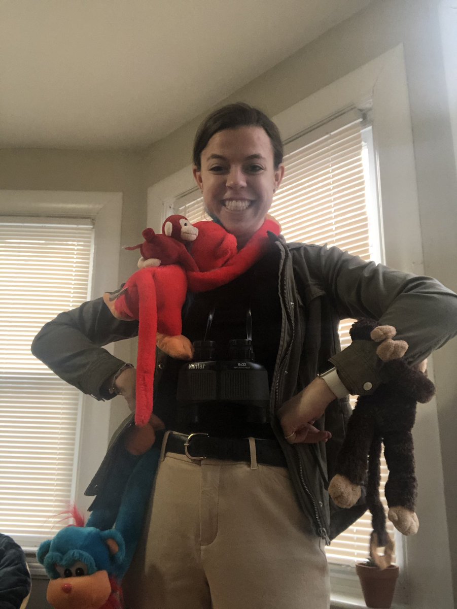 What you won’t do for your students!! Yesterday was wear a silly outfit – obviously – as you can see by mine! Today is to dress as a favorite person from a book and my student teacher is dressed as Jane Goodall! Love it!@Baldwin_School