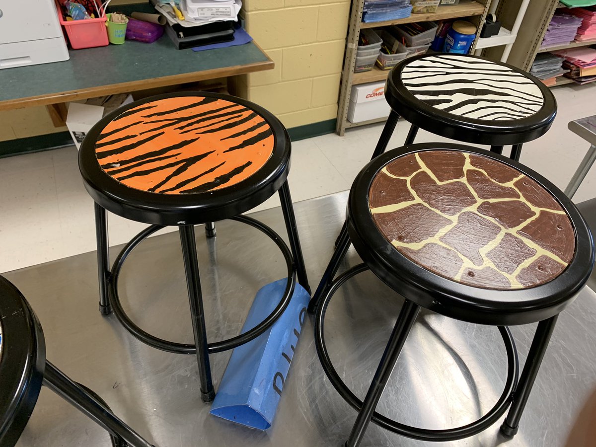 RiedingerArt's tweet photo. When you give an art teacher blank stools....@ShilohPointES #forsythfinearts #shilohsharksstrong https://t.co/qJpmUoIjau