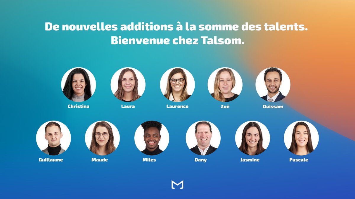 talsominc's tweet photo. Au courant des derniers mois, nous avons accueilli plusieurs nouvelles additions à la somme des talents. ​

Bienvenue chez Talsom.  ​
#lasommedestalents
\\​

Over the past few months, we have welcomed several new additions to our team. ​

Welcome to Talsom. https://t.co/tIbIwE7AyT
