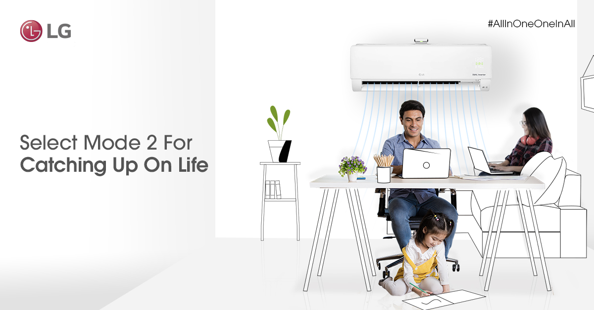 LGIndia's tweet photo. The LG #AllInOneOneInAll AC with #SuperConvertible 5-in-1 technology, helps you save on power consumption by changing the cooling capacity as per your room activity levels.
Buy now on
https://t.co/y4uBRYm2BB
#SmartAC #LGDualCool #SuperCovertibleTechnology #InverterAC https://t.co/7oayfk4Lio