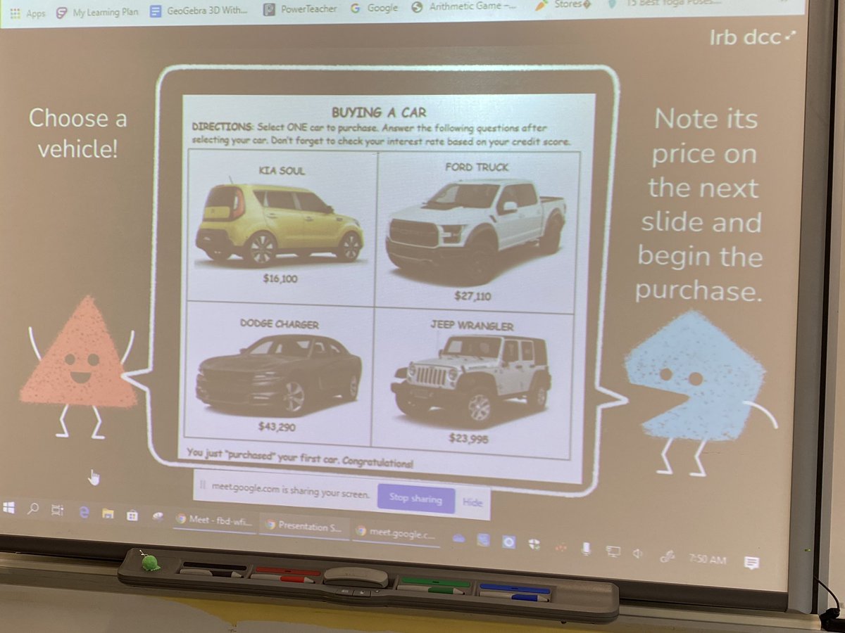 MsPanayiotou's tweet image. Calculating the simple interest and commission earned on our vehicle and home purchases based on our credit scores. @jgb_math @HKriegstein @JerichoMS @_ChadGleason 🛍🏠🚙 #reallifeproblems