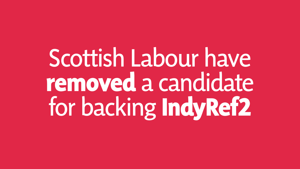🥀 CONFIRMED: Scottish Labour are against Scotland having a choice over its future and have removed a candidate that backs it.

🚨 Voting Scottish Labour helps Tories deny Scotland's right to decide.

🗳 Only #BothVotesSNP on May 6 will put Scotland’s future in Scotland’s hands.