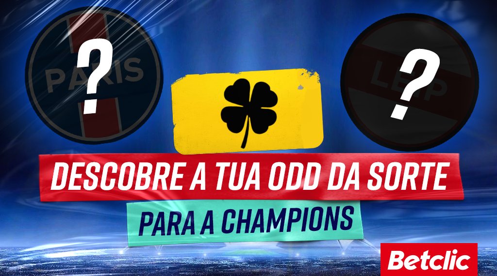 BetclicPortugal's tweet photo. 🏆 Mais uma jornada de Champions com jogos decisivos! Descobre a tua odd da sorte e, se bater, ficas habilitado ao sorteio de 10€ em Bónus para 10 pessoas!

- Dá RT
- Comenta #ChampionsBetclic + o teu Username 

Uma participação por utilizador.
Termina às 20:00h. https://t.co/OFToLP8NhC