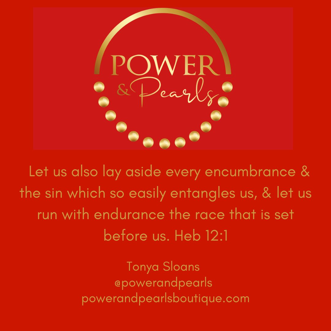 TonyaSloans's tweet photo. Let us also lay aside every encumbrance &amp; the sin which so easily entangles us, &amp; let us run with endurance the race that is set before us. Heb 12:1

#powerwoman #power #pearls #powerandpearls #pearlsofwisdom #nodistractions #nodeadweight #women #work #run #runyourrace #focus https://t.co/NSWSJTRSqf