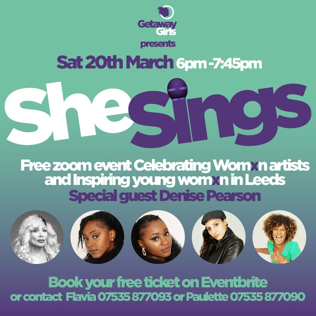 SHE SINGS 🎤

Our next event, She Sings, will showcase twelve of the most talented voices you've ever heard, in a celebration of empowering womxn. 

Event details:
📆 Saturday 20th March
⏰ 6pm
🎟 Tickets are FREE, get yours here: eventbrite.com/e/she-sings-ti…