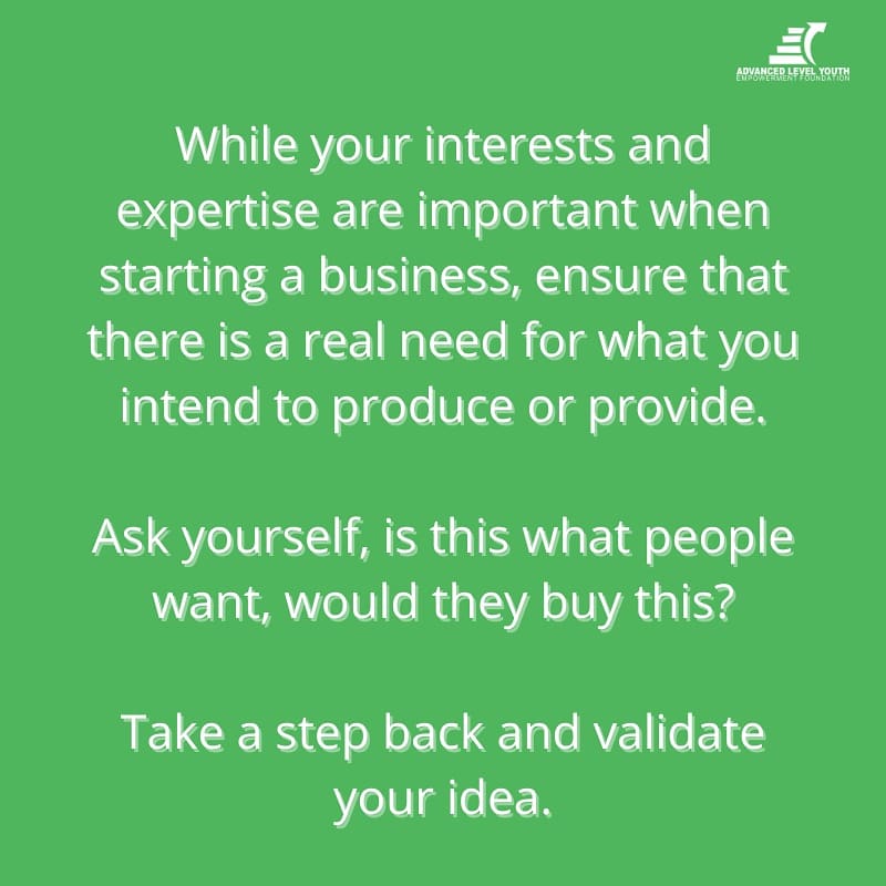 alyefoundation's tweet photo. #CTOTW 

Test the viability of your idea before starting that business. 

Make sure that what you want to sell is something people want to buy.
#business #follo https://t.co/yALsHdL4Vn