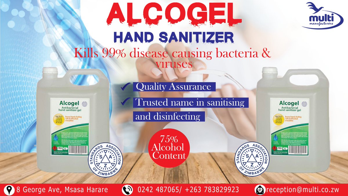 MultiManufactu1's tweet image. Reduce bacterial count on your hands with our hand sanitizer. Order yours now and ward off germs. For more information contact us on 0242 487065/ +263 783829923 (WhatsApp) or email us on reception@multi.co.zw
#handsanitization #handsanitizer #antibacterialhandgel #antibacteria