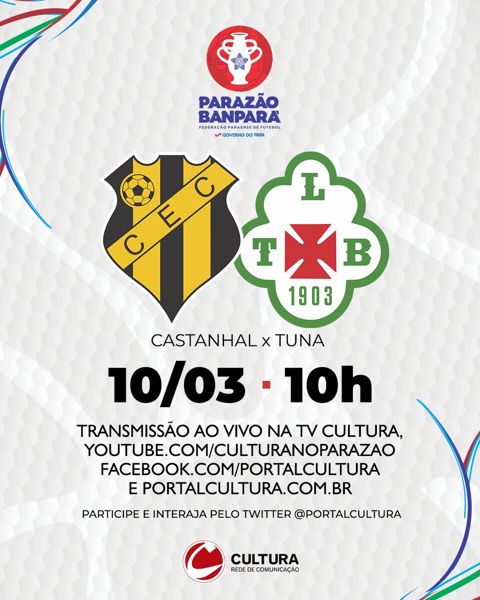 #CulturaNoParazão • Amanhã tem Castanhal x Tuna pela 3ª rodada do Parazão Banpará 2021. #SomosTodosDoMesmoTime