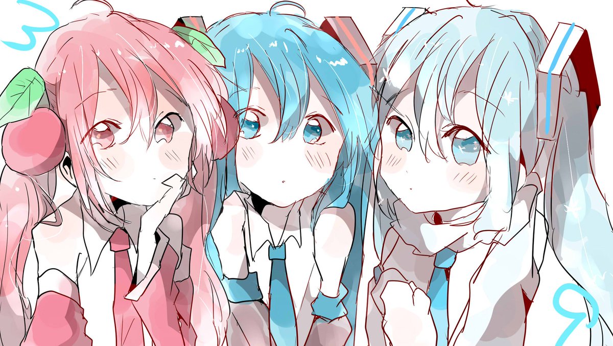 初音ミク ,桜ミク ,雪ミク 「#ミクの日 」|sakiのイラスト