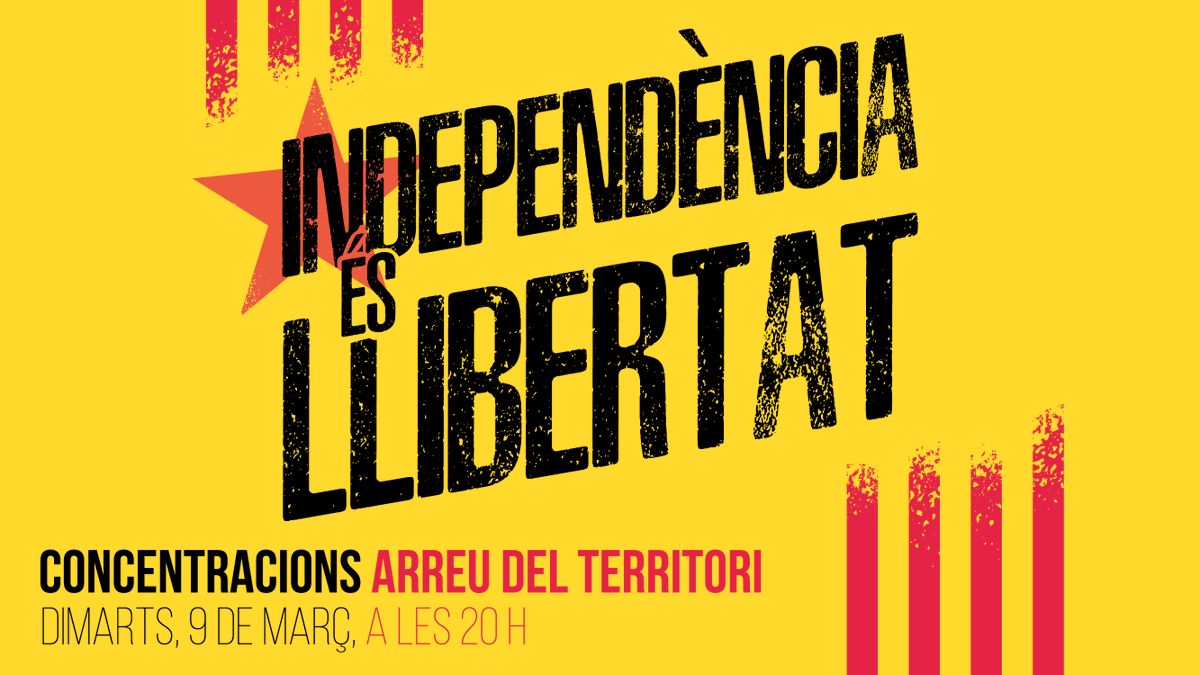 assemblea's tweet photo. ⬛️⬜️📢  Sempre al costat dels presos polítics i exiliats!

👉 Convoquem tothom a les 20 h a les places d'arreu del país.

Avui més que mai, independència és llibertat. Tothom als carrers! 

#XarxaIndependència https://t.co/7RyBMsCWGx