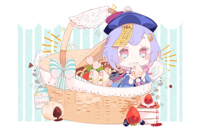 Picnic with Qiqi! 🥯🍞🍰
#GenshinImpact #原神 