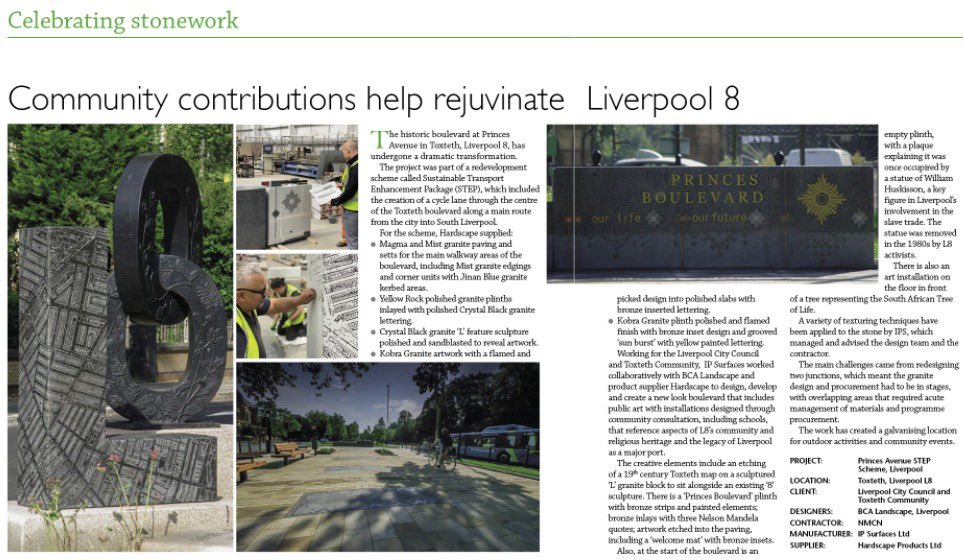 Awesome to feature in this month’s issue of @NatStoneSpec mag 🙌

In particular, highlighting the amazing work undertaken by everyone involved to rejuvenate Liverpool 8 (Princes Ave) ✨ 

We are proud to have supplied #naturalstone elements 😎

@IP_Surfaces #Regeneration