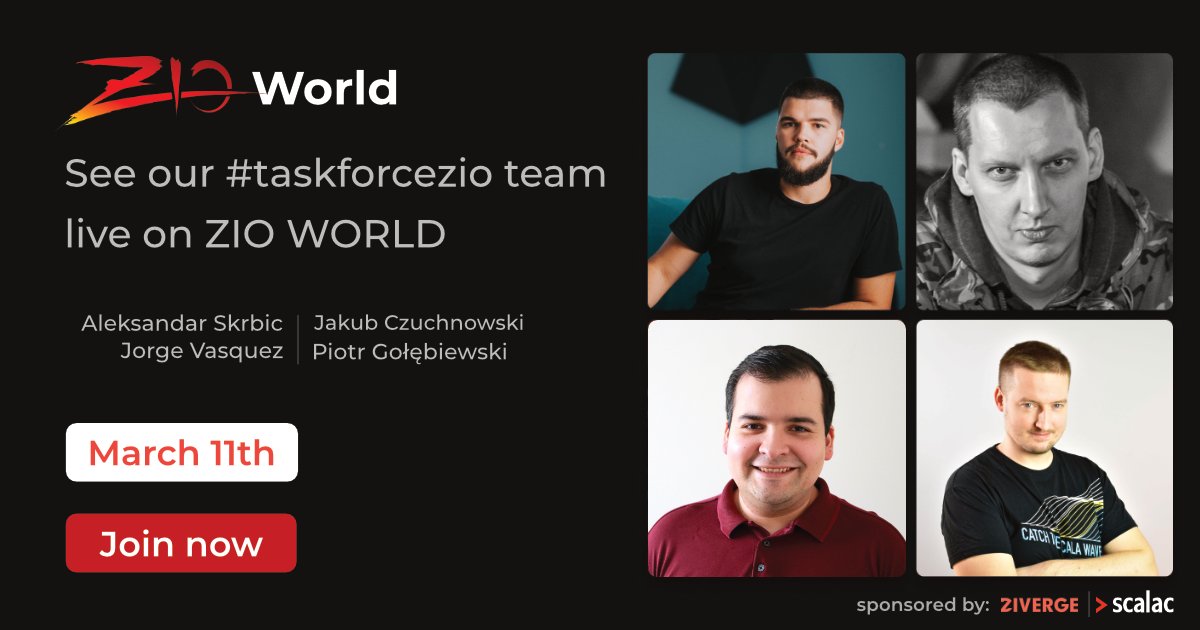 Join #ZIO world and listen to the innovative and inspiring talks about #ZIO prepared by <a href="/scalac_io/">scalac.io</a> team! <a href="/skrbic_a/">Aleksandar Skrbic</a> <a href="/jczuchnowski/">Jakub Czuchnowski</a> <a href="/jorvasquez2301/">Jorge Vásquez</a> <a href="/ioleo_/">ioleo</a> 
More info and registration: hubs.ly/H0HXM1S0
<a href="/zioscala/">zio</a>