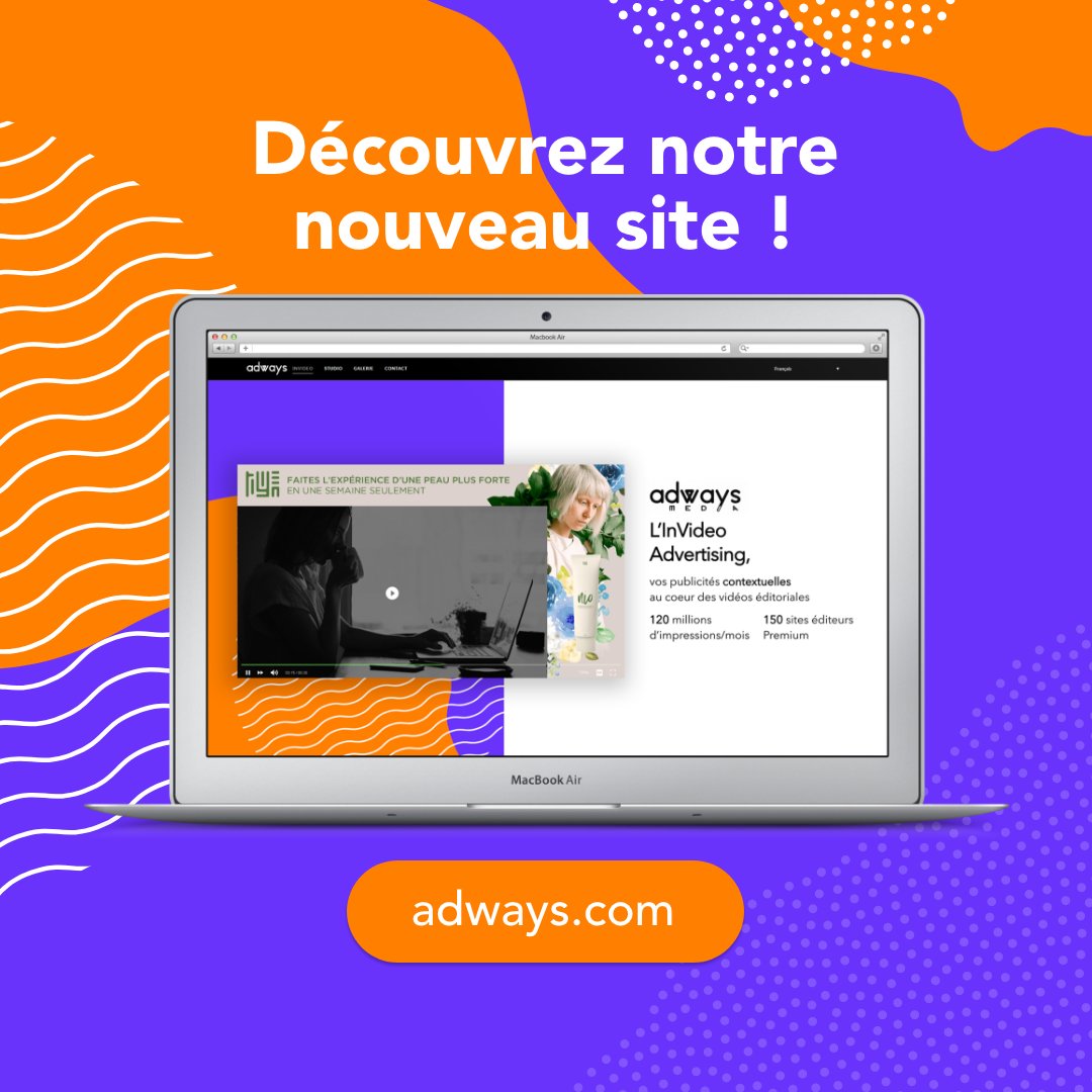 Nous lançons aujourd'hui notre nouveau site internet 💻💥!

Découvrez le vite : adways.com

#Studio #InVideoAdvertising