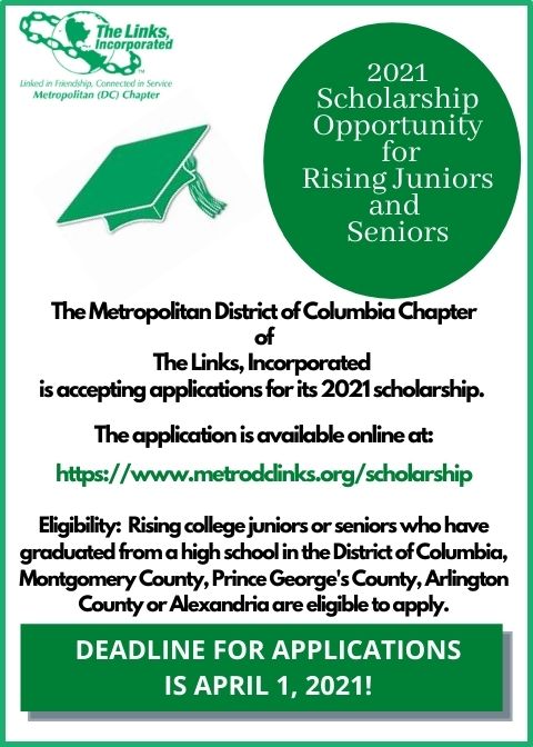 Scholarship $$$ available for rising college juniors and seniors. The application is due April 1 and available online at: metrodclinks.org/scholarship

Spread the word! #scholarships #dmvscholars