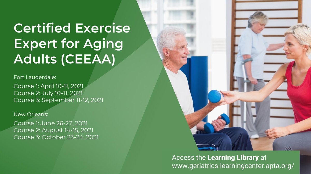 APTA_Geriatrics's tweet photo. Register now to attend CEEAA Courses - LIVE! Seats for the Fort Lauderdale courses are limited. https://t.co/BOeXMllbul #CEEAA #geriatricspt #ageon https://t.co/hRiUGTkIXg