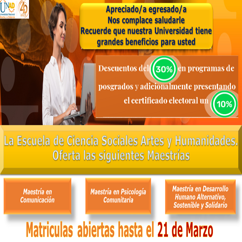 Estimado/a Egresado/a, reciba un caluroso saludo con cariño y respeto.

Esta información es muy importante para ti, porque deseamos seguir siendo parte de tu formación académica.