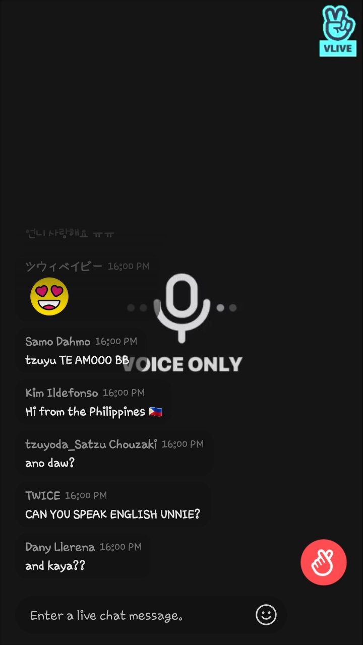 T Live Al Twitter Tzuyu Twice Is Now Live On Vlive Voice Only Chaeyoung Dahyun Twice Once Tzuyu Vlive Nayeon Mina Jihyo Jeongyeon Momo Sana T Co Mkrc09ymz2 Twitter