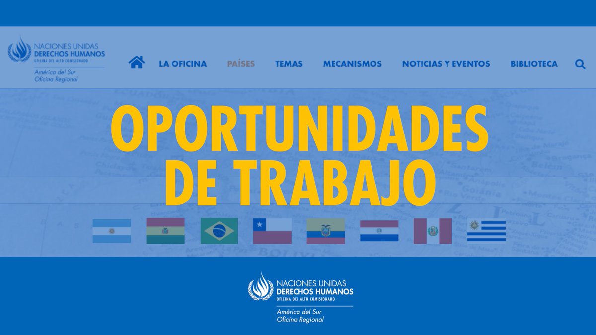 imagen del sitio web acnudh.org con las palabras "Oportunidades de trabajo" destacadas 