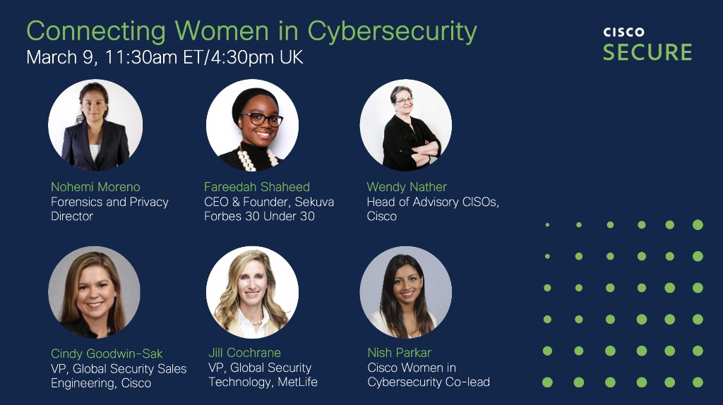 #InternationalWomensDay may be over, but we're here to make celebrating and empowering #WomeninCybersecurity a year-round focus! Join us TODAY at 8:30 a.m. PT for the launch of ‘Connecting Women In Cybersecurity.' Sponsored by <a href="/Cisco/">Cisco</a> &amp; open to everyone: cs.co/6017HoBCV