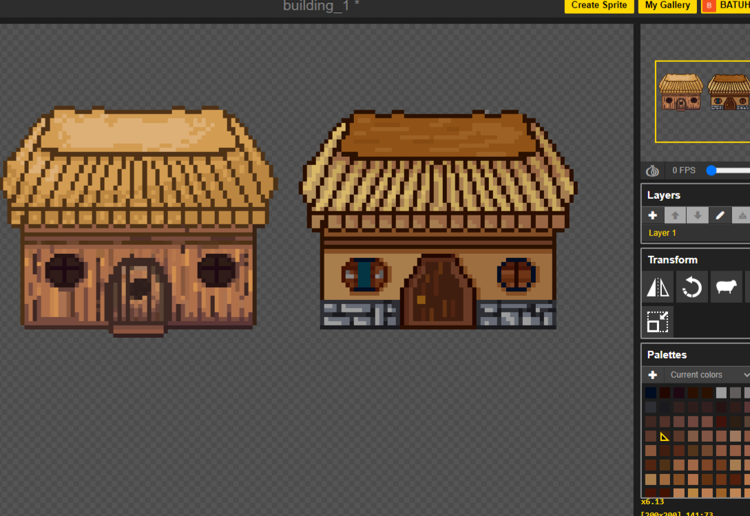 I redrawed the house. Which one is better ? 😀

#pixelart #pixel_art #pixelartist #pixels #housedesign #piskel #aseprite #indiegame #gamedev #gameart #art #artwork #ArtistOnTwitter #Retro #RETROGAMING #retrogamer