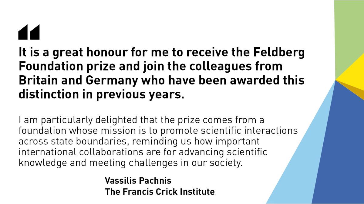 TheCrick's tweet photo. The Feldberg Foundation awards two prizes each year in recognition of outstanding research - one to a researcher in the UK and the other to a researcher in Germany 🇬🇧🇩🇪

Congratulations to the 2022 winners – Crick group leader Vassilis Pachnis and @embl’s Anne Ephrussi! https://t.co/kdH7pl8MJ1