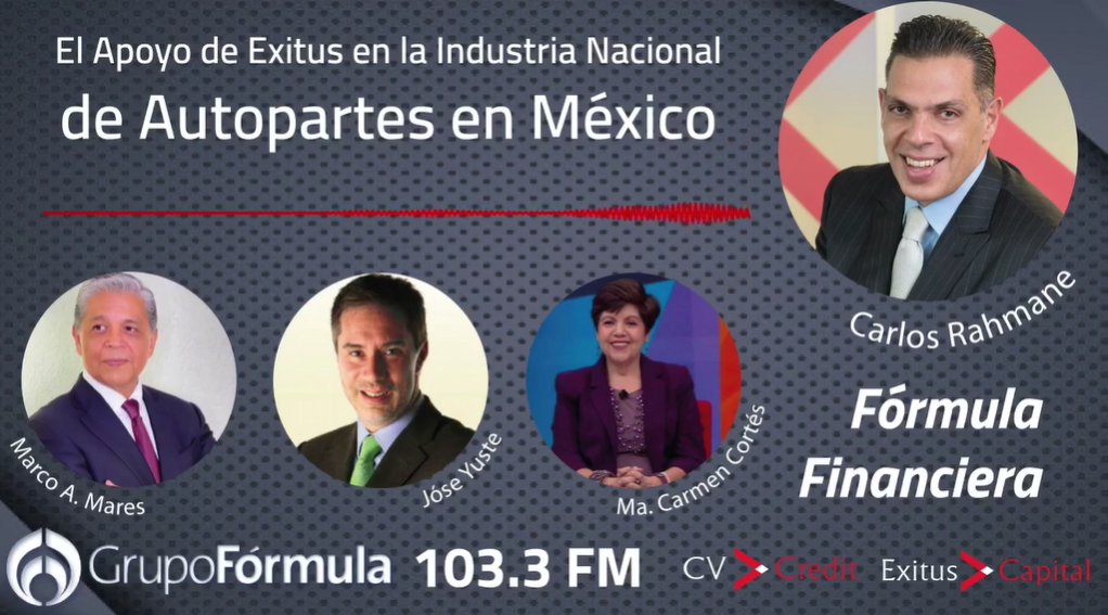 Te invitamos a escuchar la Entrevista 🎙️ de nuestro CEO Carlos Rahmane en Fórmula Financiera, sobre el Apoyo de Exitus a la Industria Nacional de Autopartes en México, por si te la perdiste ¡Escúchala ahora! 

Link: fb.watch/47yrJqQdFl/