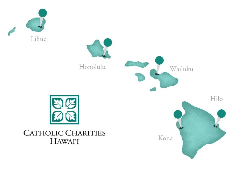 Anchored by our Clarence T.C. Ching main campus in Honolulu, Catholic Charities Hawai‘i also has community-based sites on O‘ahu, Maui, Kaua‘i and Hawai‘i Island to provide clients a variety of services and programs. Find the nearest office to you, visit
catholiccharitieshawaii.org/about-us/offic….