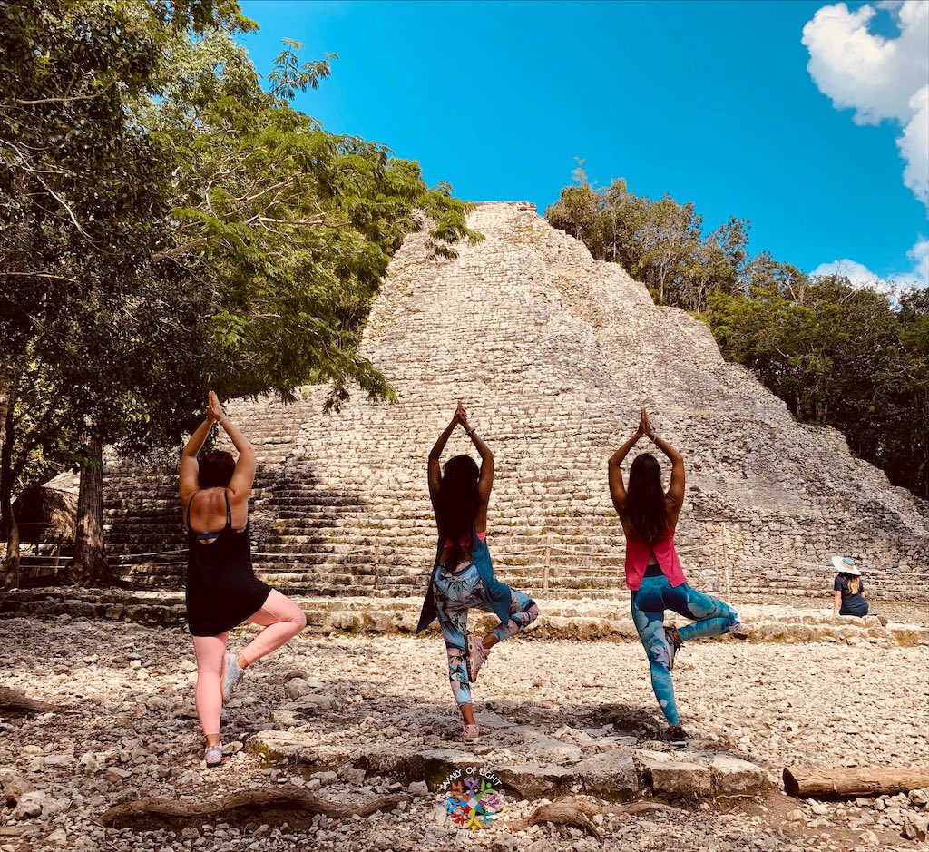 FOLHC's tweet image. Grounding 3 types of unique female energy in a tree 🌳 pose at the Coba pyramid at our Family of Light Holistic Center Inner Circle Mexico Retreat 🇲🇽 #mexico #coba #cobapyramid #mexicoretreat #energeticdna #familyoflight #familyoflightholisticcenter #treepose #grounding #retreat