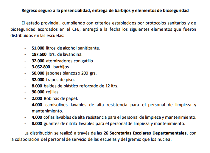 Regreso seguro a la presencialidad, entrega de barbijos y elementos de bioseguridad a través de las Secretarías Escolares Departamentales.

#VueltaAClases 

<a href="/jalbertogalarza/">Juan Alberto Galarza</a> <a href="/misioneseduca/">Educación Misiones</a> <a href="/normacuquejo/">Norma Cuquejo</a> <a href="/miguel_sedoff/">Miguel Sedoff</a>