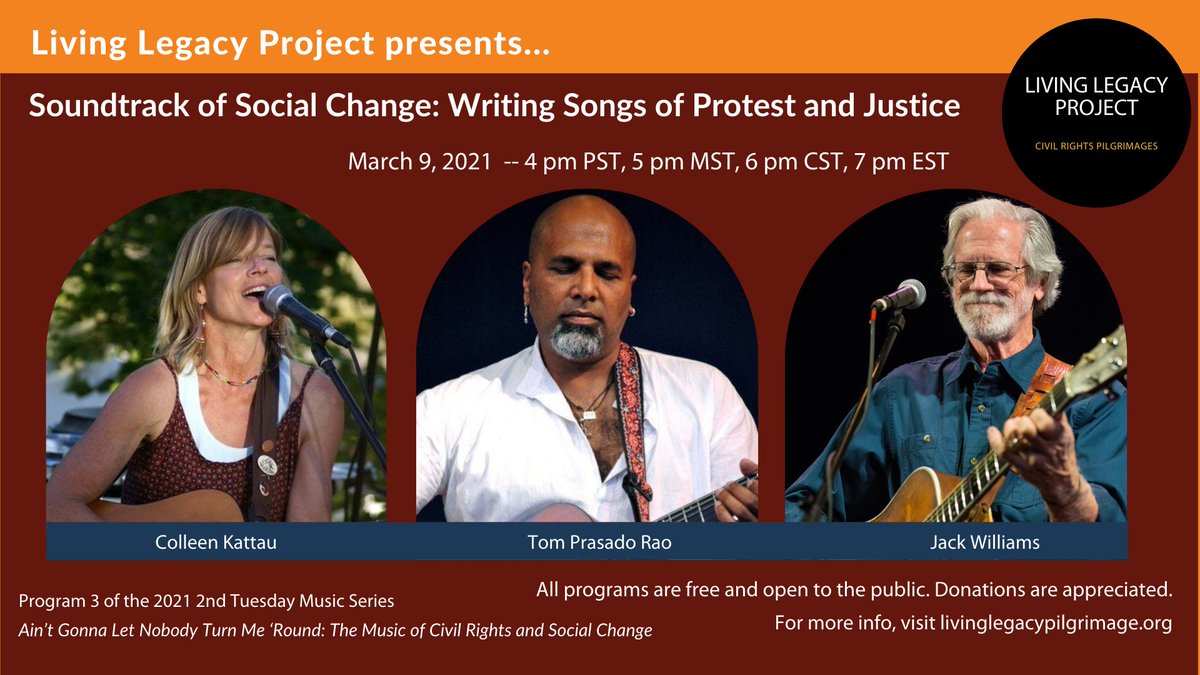 LLPilgrimage's tweet photo. @AUUMusicMin, tune in tonight for "Soundtrack of Social Change: Writing Songs of Protest and Justice." It's free and open to all. https://t.co/YIeXMBpeHY https://t.co/3HASx10CjR