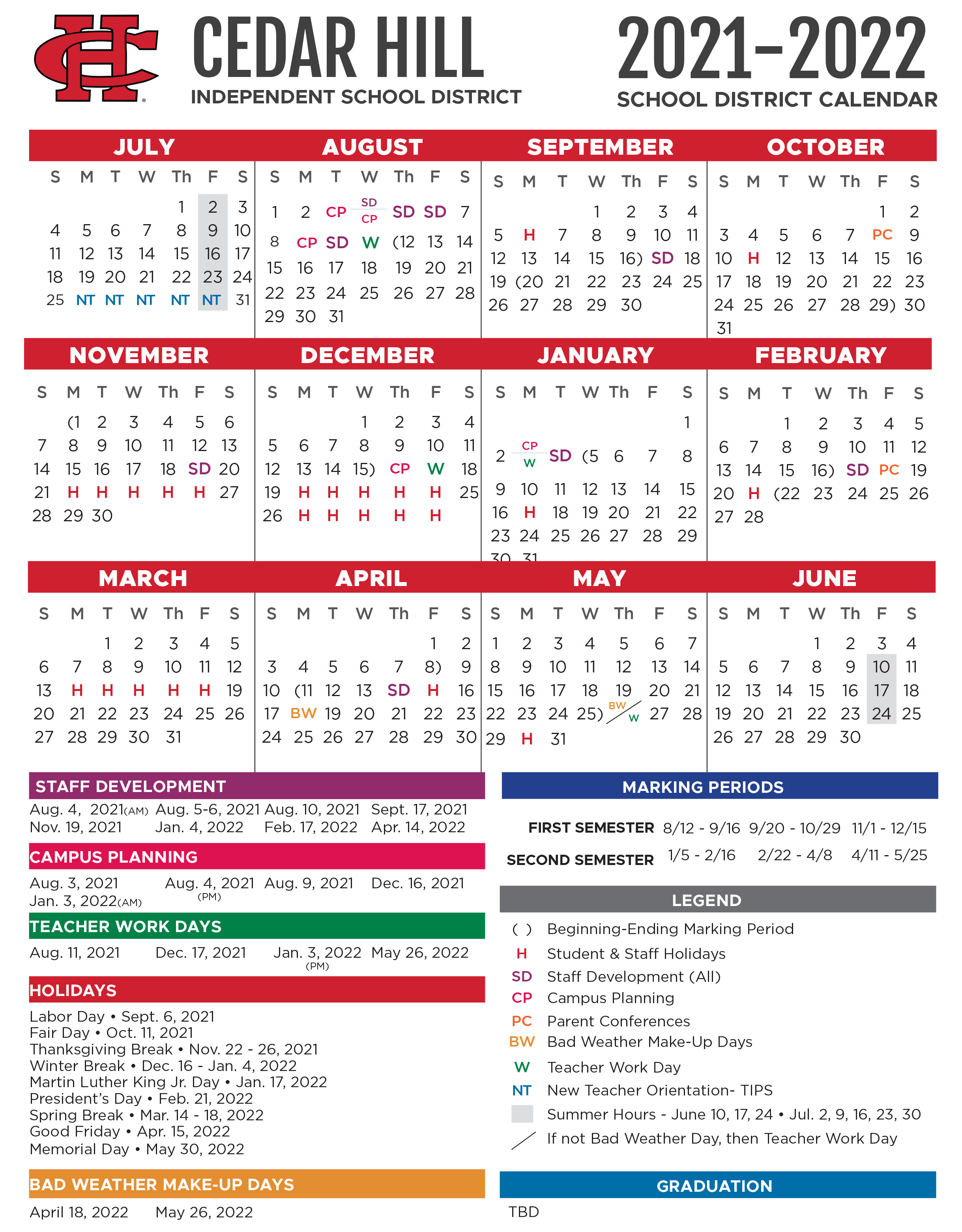 Cedar Hill Isd On Twitter: "Cedar Hill Isd Board Approves 2021-2022 Calendar ---- Read The Official Press Release Here ➡️ Https://T.co/Sjeszjwlek Https://T.co/Ntjowqaptl" / Twitter