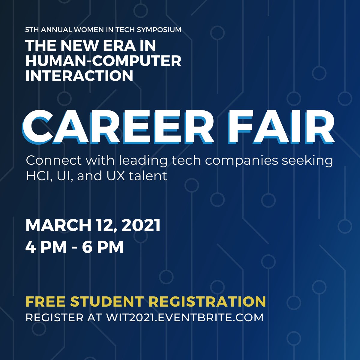 citrisnews's tweet image. 📣UC Students: Don't forget to register for the @WITatUC Career Fair this Friday, March 12 from 4 to 6 pm. Meet with leading tech companies and get connected with exciting career opportunities in #HCI, UI/UX, and more.
👉 Register now: wit2021.eventbrite.com