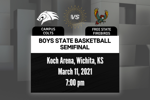 If you are interested in purchasing tickets for the Campus Colts Boys Basketball State Semi-final game  against  Lawrence Free State  at Koch Arena @ 7 Thursday 3/11, click the link below.

Use the code BOYSS2H for the correct game.

goshockers.evenue.net/cgi-bin/ncomme…