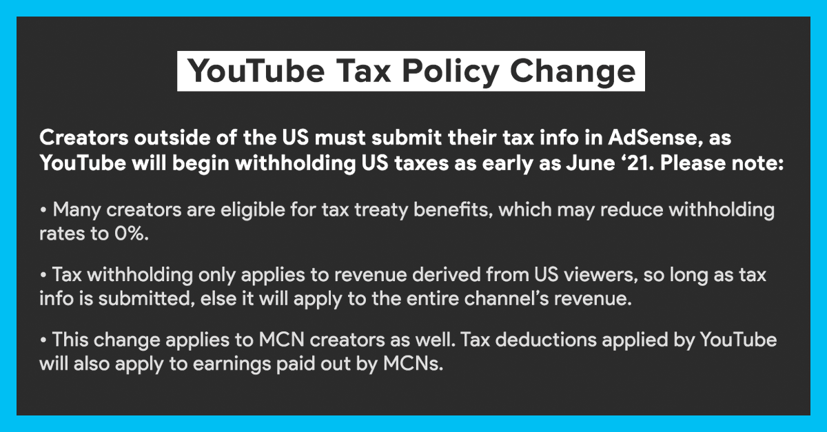 ParagonNet's tweet image. Important: YouTube is requiring all creators based outside of the US to submit their tax info.

YT Support Article: support.google.com/youtube/answer…

Paragon creators are welcome to contact support with questions.
