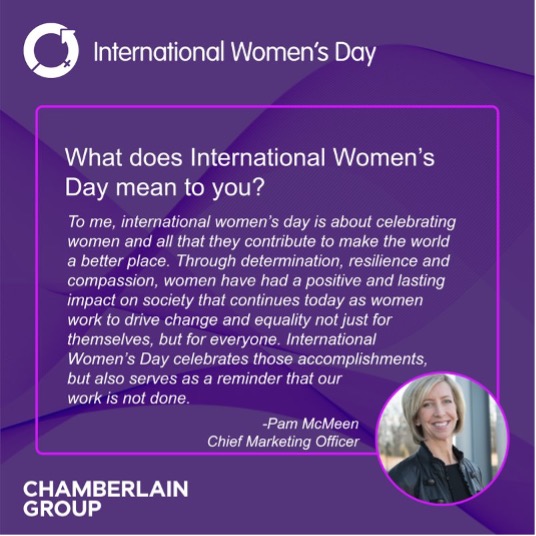 Chamberlain_Grp's tweet photo. We asked the 10 women of our Board of Directors and Extended Leadership Team to share what International Women’s Day means to them. Today, we hear from Chamberlain Group Chief Human Resources Officer Naomi Saladin and Chief Marketing Officer Pam McMeen. https://t.co/pVALlD12zI