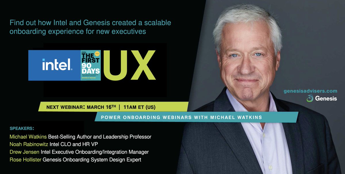 Rich_Wetzler's tweet image. On March 16, @MichaelDWatkins will be joined by @Intel's Noah Rabinowitz and Drew Jensen to discuss how the company leveraged @GenesisAdvisers #onboardingsolutions to set their newly-hired leaders up for success.
Register for this webinar below!
hubs.la/H0HZgdg0