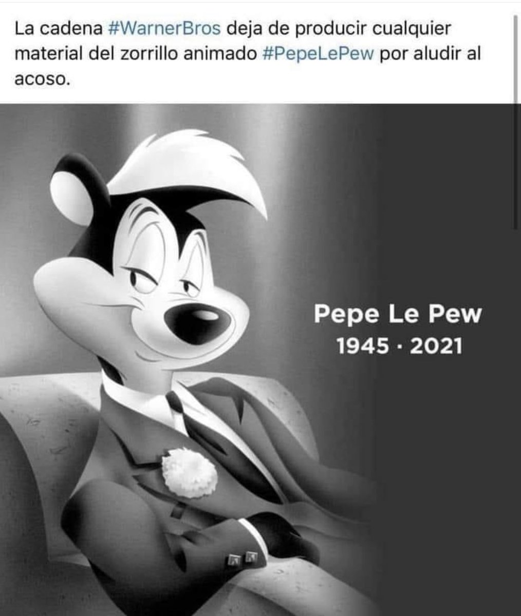 PilarGinesta's tweet image. No les molesta ni las letras ni los bailes de reggaetón pero les molesta 
Pepe le Pew? Es broma? Feministas al peo ￼