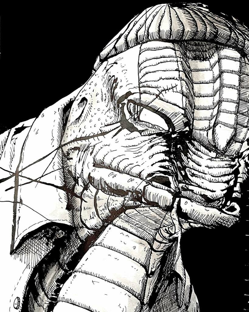 TysonDrawsStuff's tweet photo. Looks like a new character for the comic Pretty excited about that.
#doseWorld #darkart #uncle #inks #inking #parallelpen #inkdaily #artfaily #instaart #darkart #torontoartist #torontoart https://t.co/tF8ZtNelfW
