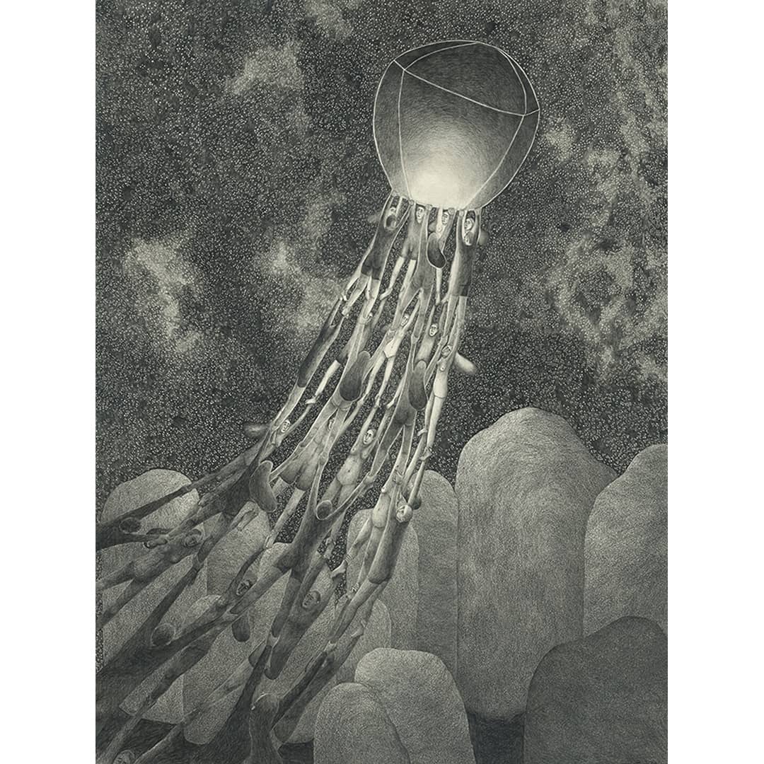 There is an emotion out there that we don't have in this world (2016) 48x64cm, pencil on paper. 
#artonpaper #drawing #artwork #pencil #pencilart #contemporaryartist #illustration #graphite #art #ArtistOnTwitter #drawingwhileblack #blackandwhite #psychedelics #magicmushrooms