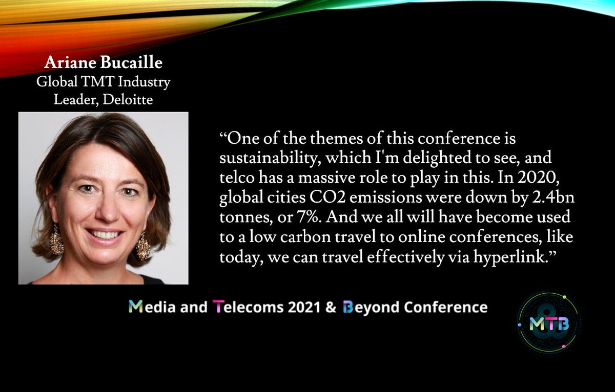 Global TMT Industry Leader at <a href="/Deloitte/">Deloitte</a>, <a href="/ariane_bucaille/">Ariane Bucaille</a> spoke about the potential of telcos in reducing carbon emissions. #MediaTelco2021