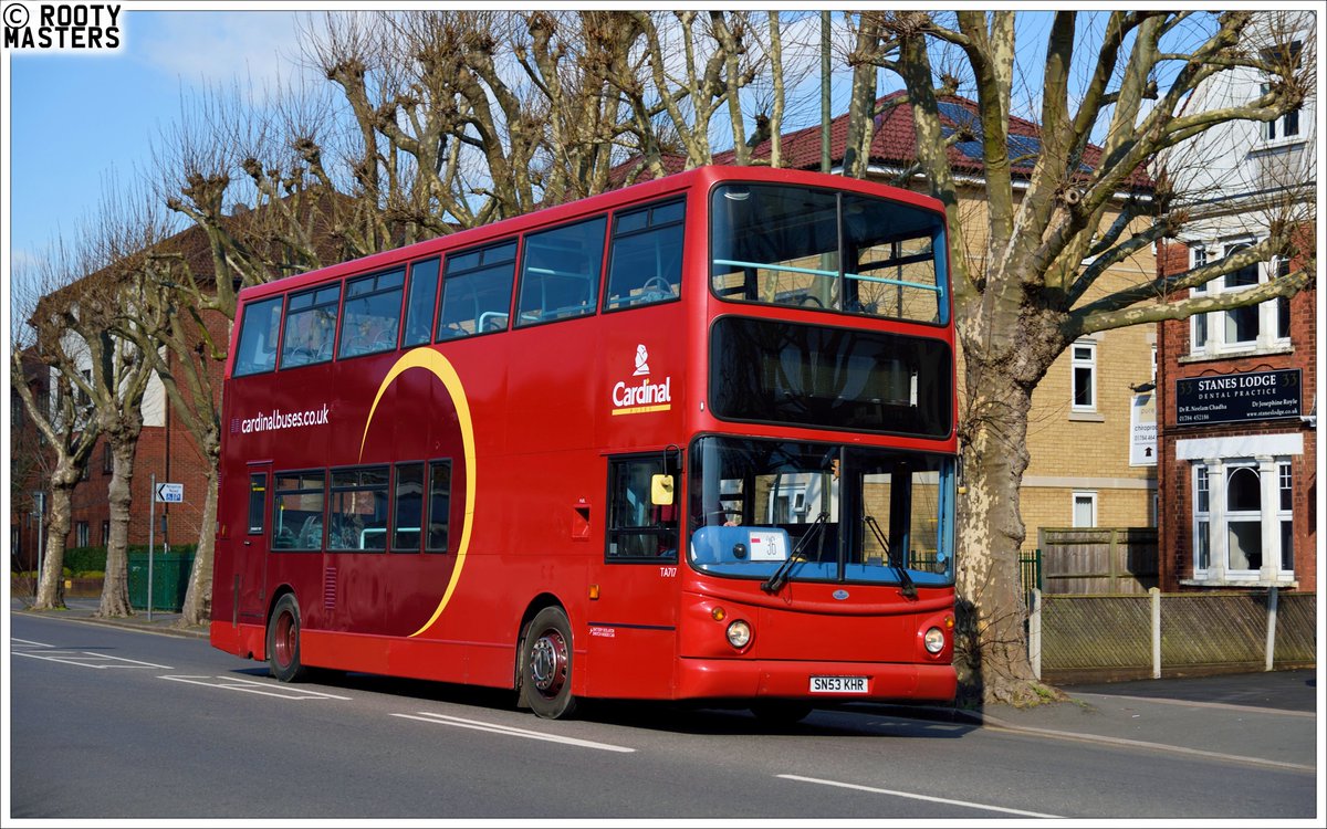 rootymasters's tweet image. One of my favourite local operator liveries is Cardinal Buses whose buses can often be seen on rail replacement duties such as at Staines (27/02/2021).